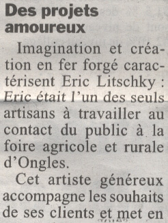 Cet artiste g&eacute;n&eacute;reux accompagne les souhaits de ses clients et met en oeuvre leur projet avec amour, dans la joie et la bonne humeur.